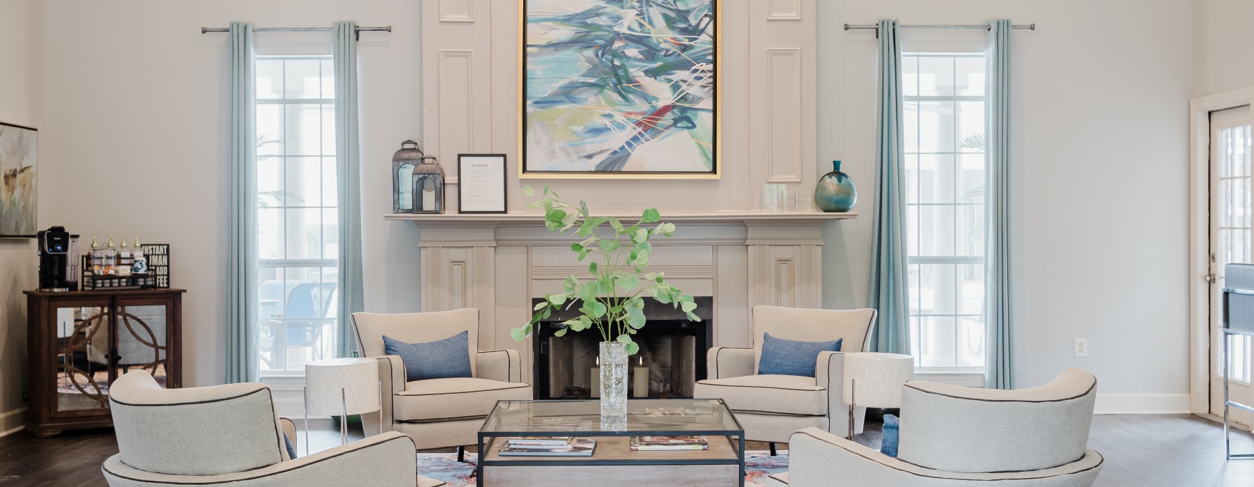 clubhouse with fireside seating