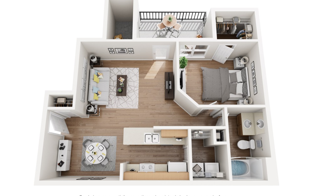1 bedroom - 1 bedroom floorplan layout with 1 bathroom and 915 square feet